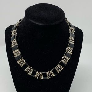 TAXCO J.GOMES VINTAGE SILVER-ONYX NECKLACE